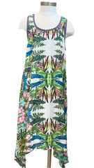 Stripe Trim Floral Print Soft Dress