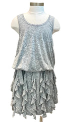 Gray Frill Cotton Dress