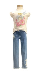 Sequins Flowers and Perfume Hearts Top and Trouser Set