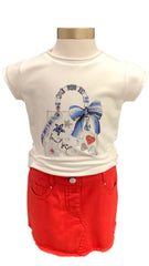 White Red Shells Feira Set Skirt Set