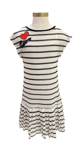 Black White Miriam Striped Mesh Dress