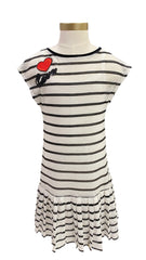 Black White Miriam Striped Mesh Dress