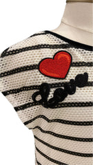 Black White Miriam Striped Mesh Dress