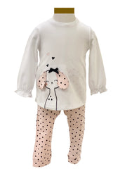 Mayoral Puppy Embroidered Top and Polka Leggings Set