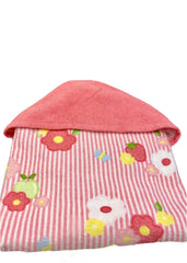 Fruit and Flower Print Stripe Hooded Towel