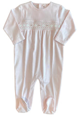 Pink Flower Smocking Footie