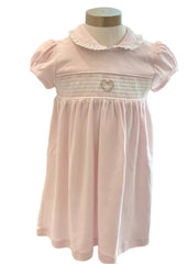 Pink Heart Rosebud Smocking Dress