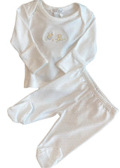 White Polka Hatchling Footed Pants Set