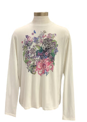 White Green Black Pink Purple White Long Sleeve with Leopard T-Shirt