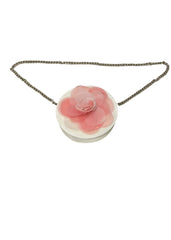 Cream Pink Oversize Flower Applique Round Handbag