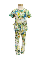 Multi Floral Garden Design Top and Leggings Set