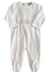 White Blue Embroidered Babygrow