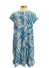 Blue White Zebra Print Blue Dress