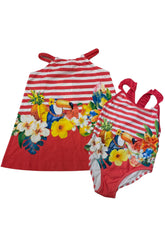 Flamingo Stripe Swimsuit Set