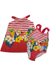 Flamingo Stripe Swimsuit Set