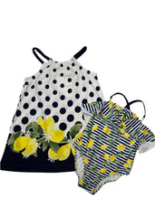 Polka Stripe Lemon Swimsuit Set