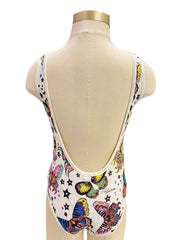 Butterflies Design U Shape Back Strap Swimsuit