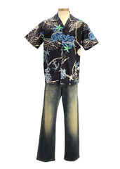 Blue Navy Blue Treasures of the Sea Print Top and Trouser Set