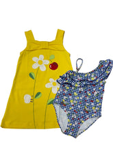 Yellow Sunflower Check Swimsuit Set