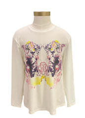 White Multi Double Leopard Print Long Sleeve T-Shirt