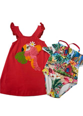 Flamingo Hawaiian Print Swimsuit Set