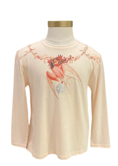 Pink Silver Bird Print Long Sleeve T-Shirt
