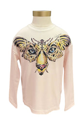 White Pink and Tiger Face Long Sleeve T-Shirt