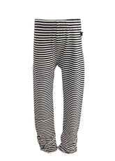 Navy Blue White Striped Calf Length Leggings