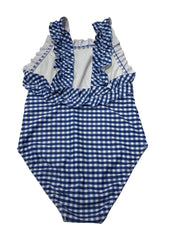 Checkered Floral Applique Swimsuit