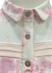 White Pink Floral Print Blouse