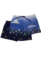 Navy Blue Under The Sea Swim Shorts Set