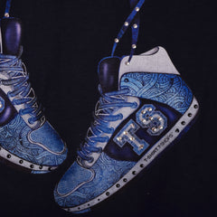 Navy Blue Gray Studs and Sneakers Jacket