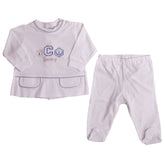 White Blue Sporting Footie with Pocket Cover Babygrow 1