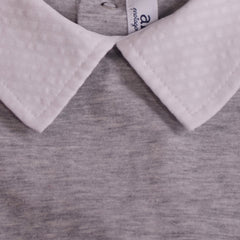 Gray White Top and Footie with White Bear Patch Babygrow 2