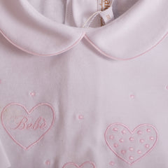 White Pink Hearts and Polka dots Babygrow 2