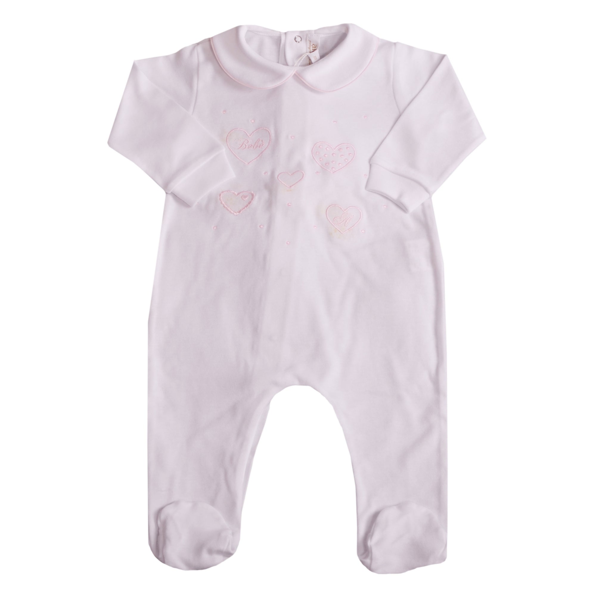 White Pink Hearts and Polka dots Babygrow 1