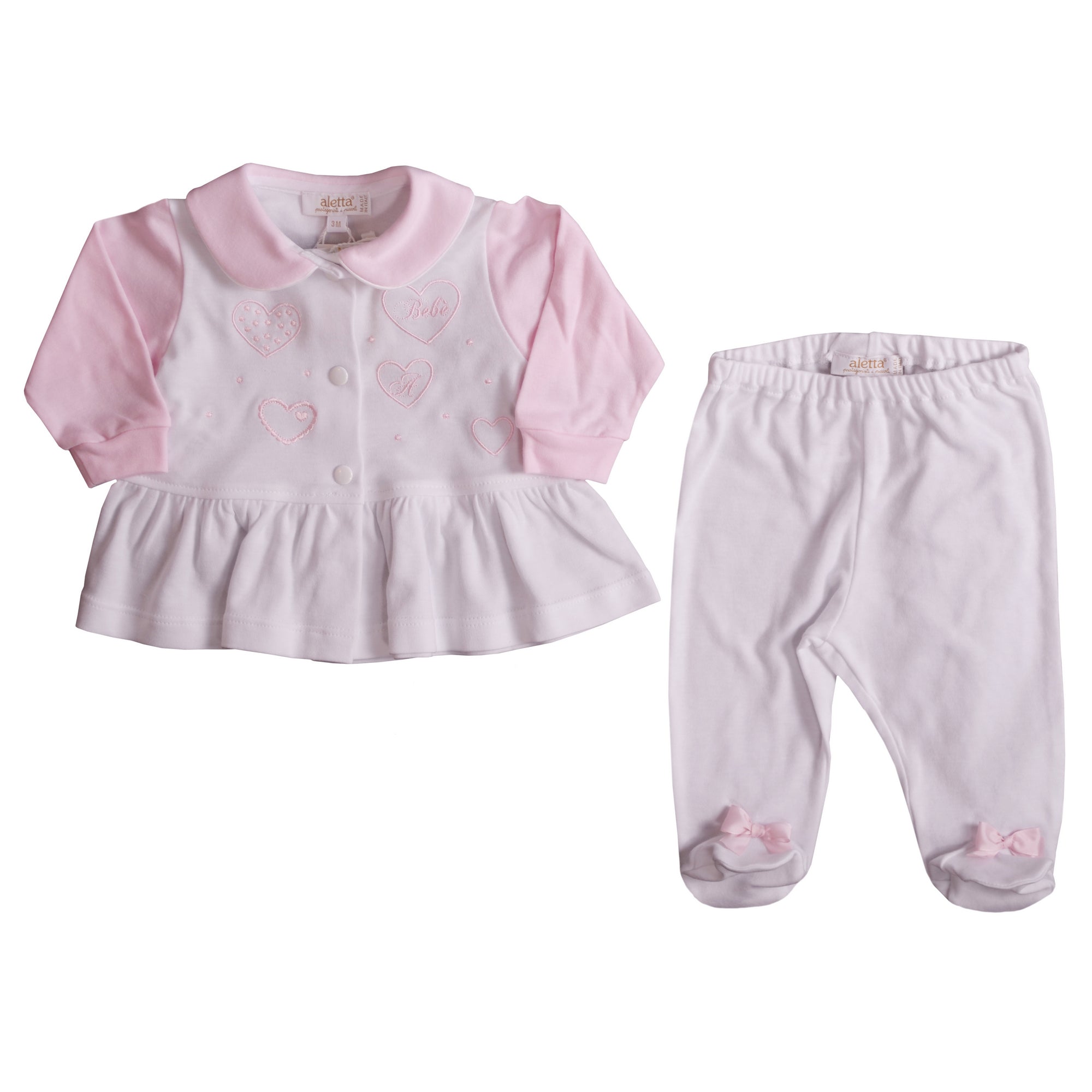 White Pink Flared Top with Snap Buttons Babygrow 1