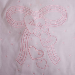 White Pink Big pink bow with floating hearts Babygrow 2