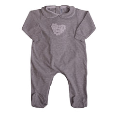 Gray White Group of Flowers forming Heart Babygrow 1