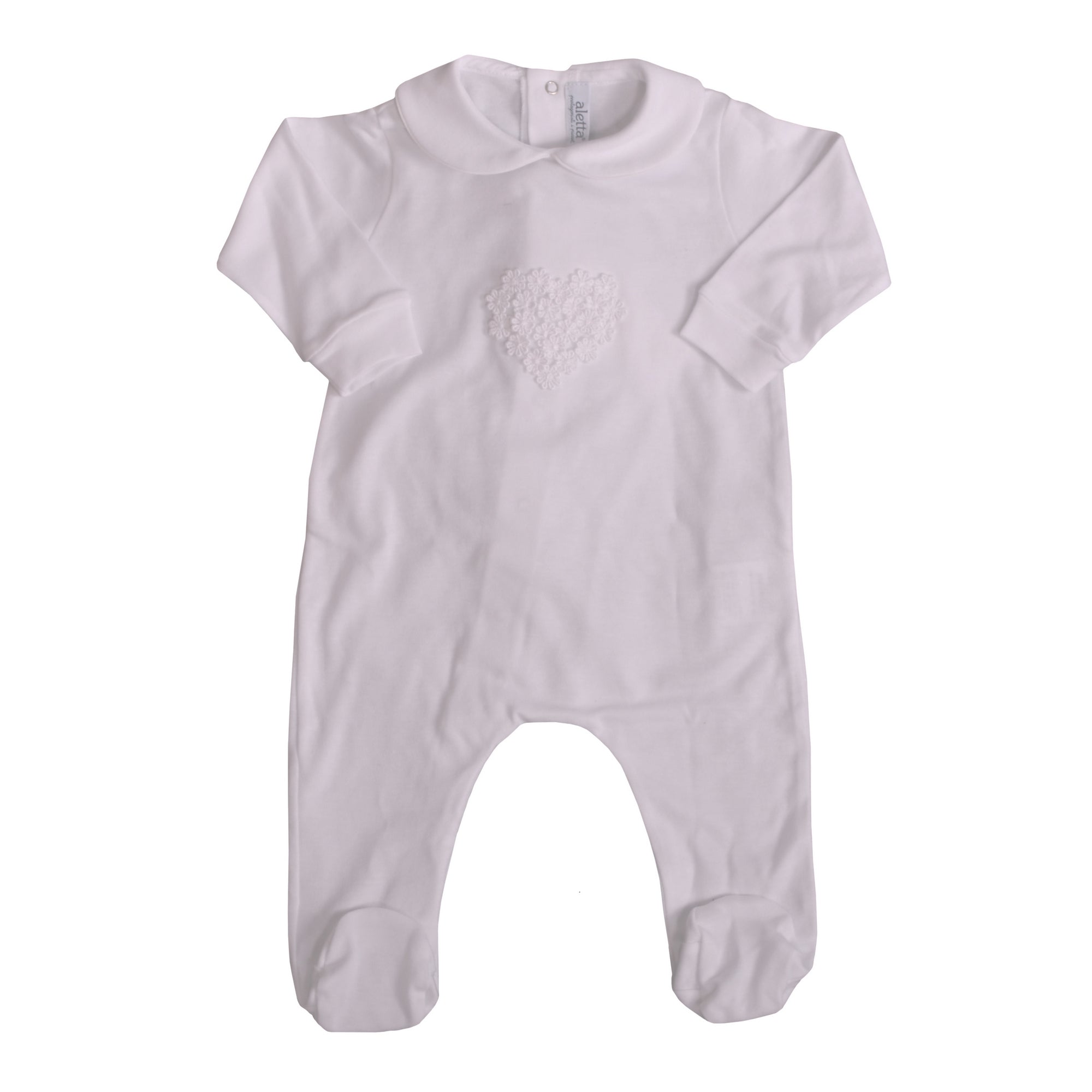 White Group of Flowers forming Heart Babygrow 1