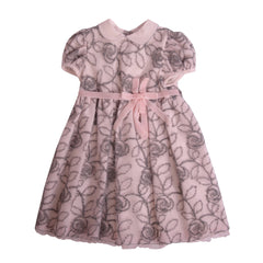 Pink All Over Embroidery in Mesh Fabric Dress 1