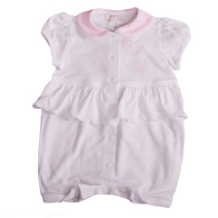 White Pink Mid-flare with Button Snaps Shortie 1