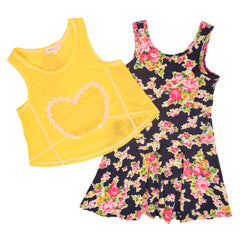 Yellow Navy Blue Red Green See-through Heart Dress 1