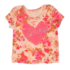 Ivory Pink Hearts and Flowers Short Sleeve T-Shirt 1