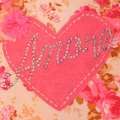 Ivory Pink Hearts and Flowers Short Sleeve T-Shirt 2