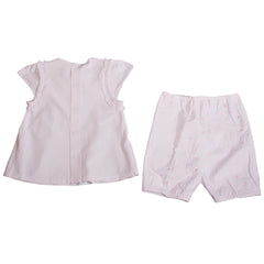 White Pink Two-piece stretch frilled jersey and short Top and Shorts Set 4