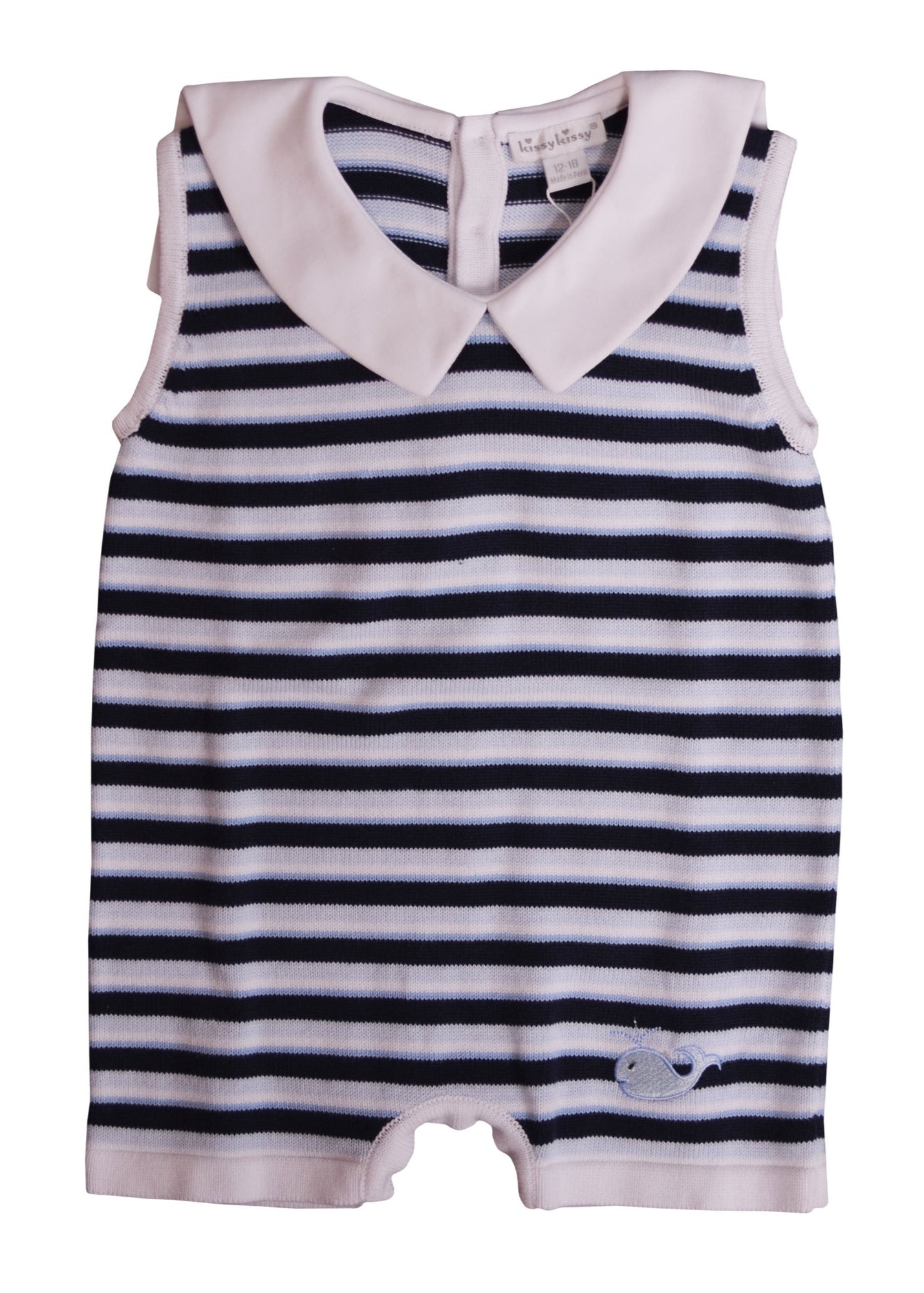 White Blue Striped Knitted Top Shortie 1