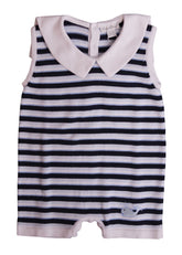 White Blue Striped Knitted Top Shortie 1