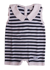 White Blue Striped Knitted Top Shortie 1