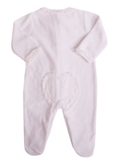 White White Velour with Lace Romper Babygrow 4